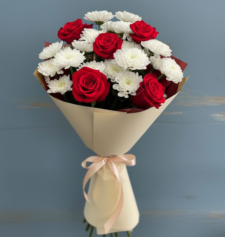 Букет цветов из: Розы и Хризантемы в Белице