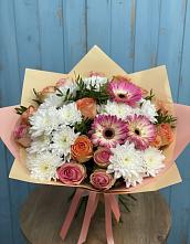 Букет цветов из:  Розы, Герберы и Хризантемы #REPLACE_PRED# Белице