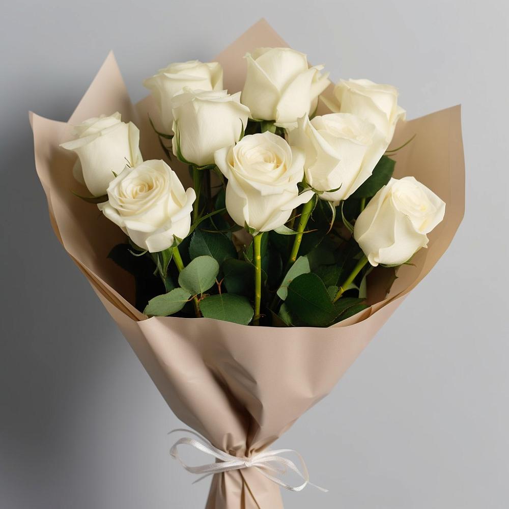 Букет 9 Белых роз Эдлесс Лав в Белице