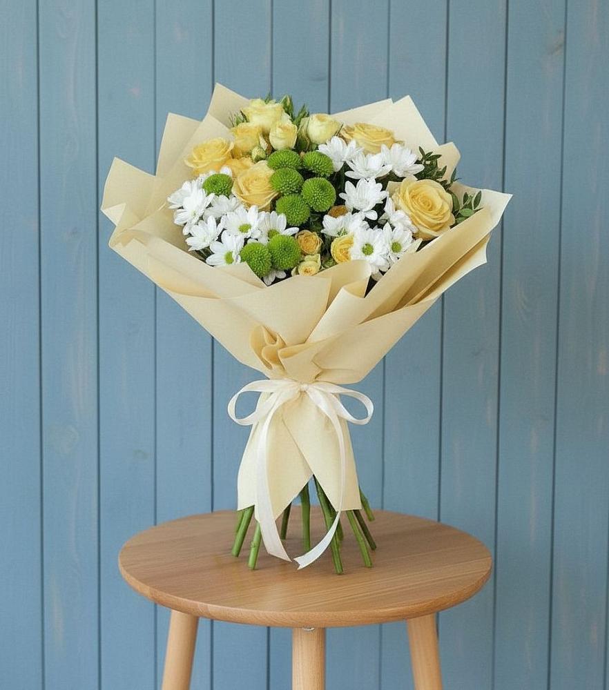 Букет цветов из: Хризантемы и Розы в Белице