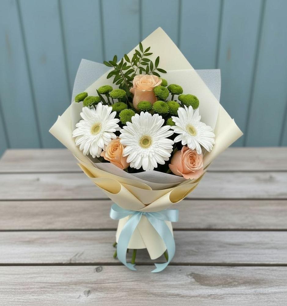 Букет цветов из: Герберы, Розы и Хризантемы в Белице