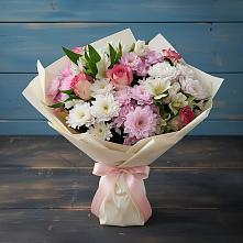 Букет цветов из:  Хризантемы, Альстромерии и Розы #REPLACE_PRED# Белице