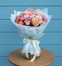 Букет цветов из:  Хризантемы и Розы #REPLACE_PRED# Белице